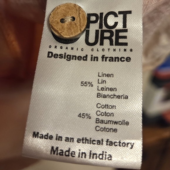 Picture Organic Linen Kintha Shirt - Women's Coconut Buttons Size Small Rainbow - Picture 5 of 8